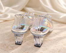 Load image into Gallery viewer, Cinderella Inspired Wedding Shoes | Clear Crystal Butterfly Block Heels
