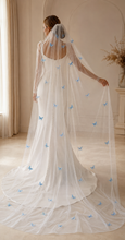 Load image into Gallery viewer, Blue Butterfly Veil - 200cm Long Handmade Soft Tulle Bridal Veil with Comb
