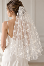 Load image into Gallery viewer, Light Ivory Celestial Star Wedding Veil – 100 cm – Sale
