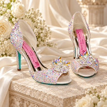 Load image into Gallery viewer, Cinderella Crystal Wedding Shoes | Peep Toe Bridal Heels
