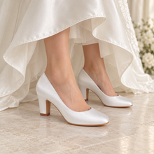 Load image into Gallery viewer, Dena Satin Bridal Shoes – Block Heel Wedding Court Shoes in 20+ Colours
