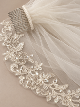 Load image into Gallery viewer, Ivory Sequin Lace Edge Bridal Veil – 150cm – Sale
