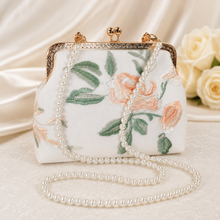 Load image into Gallery viewer, Wild Rose Embroidered Handbag | Vintage Style Bridal Purse

