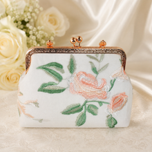Load image into Gallery viewer, Wild Rose Embroidered Handbag | Vintage Style Bridal Purse
