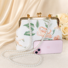 Load image into Gallery viewer, Wild Rose Embroidered Handbag | Vintage Style Bridal Purse

