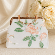 Load image into Gallery viewer, Wild Rose Embroidered Handbag | Vintage Style Bridal Purse
