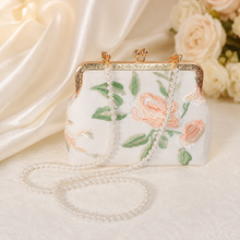 Load image into Gallery viewer, Wild Rose Embroidered Handbag | Vintage Style Bridal Purse
