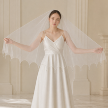 Load image into Gallery viewer, Luxury Crystal Beaded Bridal Veil - With Blusher and Comb
