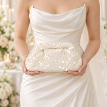 Load image into Gallery viewer, Sparkling Sequin Clutch Bag – Ivory or Light Blue
