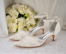 Load image into Gallery viewer, Ivory Kitten Heel Bridal Shoes - UK4 - Ready to Dispatch
