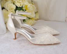 Load image into Gallery viewer, Ivory Kitten Heel Bridal Shoes - UK4 - Ready to Dispatch
