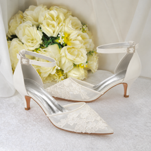 Load image into Gallery viewer, Ivory Kitten Heel Bridal Shoes - UK4 - Ready to Dispatch
