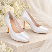 Load image into Gallery viewer, Classic Satin Round-Toe Bridal Court Shoes – Custom Colours
