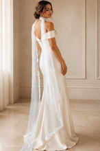 Load image into Gallery viewer, Chantilly Lace Trim Bridal Scarf Veil – Tulle Wedding Neck Scarf
