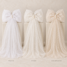 Load image into Gallery viewer, Sparkle Tulle Bridal Hair Bow or Shoulder Bows | White, Ivory or Champagne
