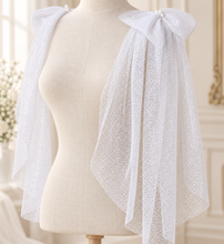 Load image into Gallery viewer, Sparkle Tulle Bridal Hair Bow or Shoulder Bows | White, Ivory or Champagne
