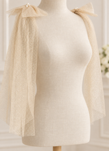 Load image into Gallery viewer, Sparkle Tulle Bridal Hair Bow or Shoulder Bows | White, Ivory or Champagne
