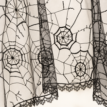 Load image into Gallery viewer, Black Spiderweb Bridal Cape with Lace Trim &amp; Spider Chain Detail – 150–300cm
