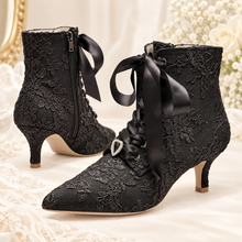 Load image into Gallery viewer, Lace Bridal Ankle Boots – 6 cm Kitten Heel Wedding Boots

