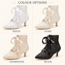 Load image into Gallery viewer, Lace Bridal Ankle Boots – 6 cm Kitten Heel Wedding Boots
