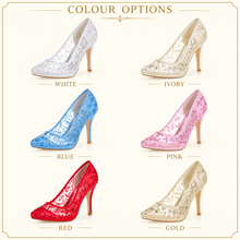 Load image into Gallery viewer, Lace Wedding Shoes – Pointed-Toe Stiletto Bridal &amp; Bridesmaid Heels
