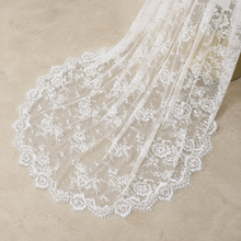 Load image into Gallery viewer, Off White Mantilla Cathedral Veil – Full Lace Long Length Bridal Veil
