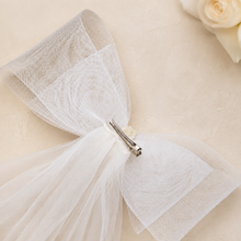 Load image into Gallery viewer, Double Layer Structured Bride Hair Bow Veil with Pearl Centre
