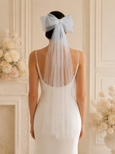 Load image into Gallery viewer, Double Layer Structured Bride Hair Bow Veil with Pearl Centre
