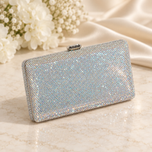 Load image into Gallery viewer, Handmade Crystal Box Clutch Bag – Luxury Evening Purse with Removable Chain
