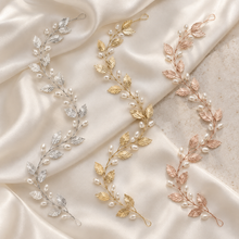 Load image into Gallery viewer, Delicate Leaf Vine Bridal Belt &amp; Hair Vine – Gold, Silver or Rose Gold
