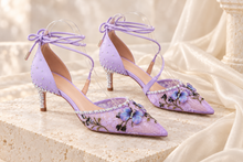 Load image into Gallery viewer, Evie Lilac Butterfly Bridal Shoes | 6cm Crystal Heel
