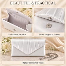 Load image into Gallery viewer, Personalised Pearl Bride or Mrs Satin Clutch Bag – Handmade Bridal Wedding Purse
