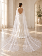 Load image into Gallery viewer, Black Bridal Veil Wings | 300 cm Split Tulle Wedding Cape
