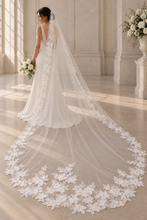 Load image into Gallery viewer, Floral Lace Edge Cathedral Wedding Veil – White or Ivory, 300–500cm
