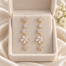 Load image into Gallery viewer, Gold Floral Cubic Zirconia Drop Earrings – Bridal Earrings
