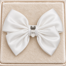 Load image into Gallery viewer, White Satin Bridal Shoe Bow Clips – Detachable Wedding Shoe Bows
