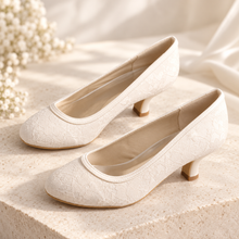 Load image into Gallery viewer, Kitten Heel Lace 5cm Low Bridal Shoes
