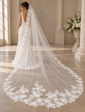 Load image into Gallery viewer, Floral Lace Edge Cathedral Wedding Veil – White or Ivory, 300–500cm
