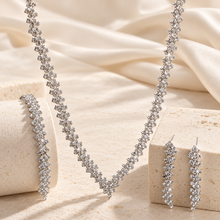 Load image into Gallery viewer, Crystal V Bridal Necklace, Earring &amp; Bracelet Set – Silver
