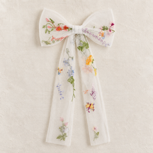 Load image into Gallery viewer, Botanical Tulle Bridal Bow |Custom Colour Bridal Veil Bow with Flowers
