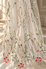 Load image into Gallery viewer, Embroidered Meadow Flower Bridal Cape – 150 cm
