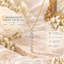 Load image into Gallery viewer, Cross Necklace – 14K Gold Filled D Colour VVS1 Cross Pendant
