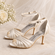 Load image into Gallery viewer, Custom Colour Satin Bridal Sandals – 3 Heel Heights
