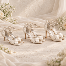 Load image into Gallery viewer, Custom Colour Satin Bridal Sandals – 3 Heel Heights
