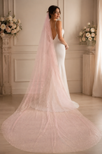 Load image into Gallery viewer, Pastel Pink Glitter Wedding Veil – Sparkling Cathedral &amp; Royal Length Bridal Veil
