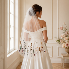 Load image into Gallery viewer, Secret Garden – Finger Tip Embroidered Edge Veil – 100cm
