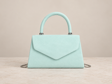 Load image into Gallery viewer, Mint Green Vegan Suede Top Handle Occasion Bag – Sale
