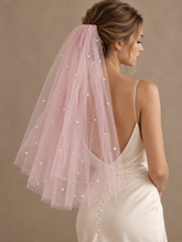 Load image into Gallery viewer, Light Pink Pearl Bridal Veil – 75cm – Sale

