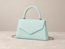 Load image into Gallery viewer, Mint Green Vegan Suede Top Handle Occasion Bag – Sale
