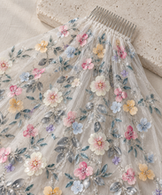 Load image into Gallery viewer, Luxury Pastel 3D Floral Wedding Veil with Sequins &amp; Silver Comb
